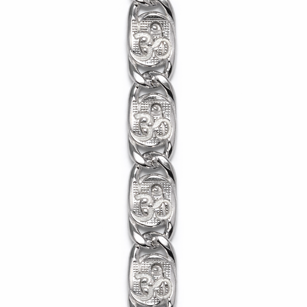 Men's Om Engraved Silver Link Bracelet