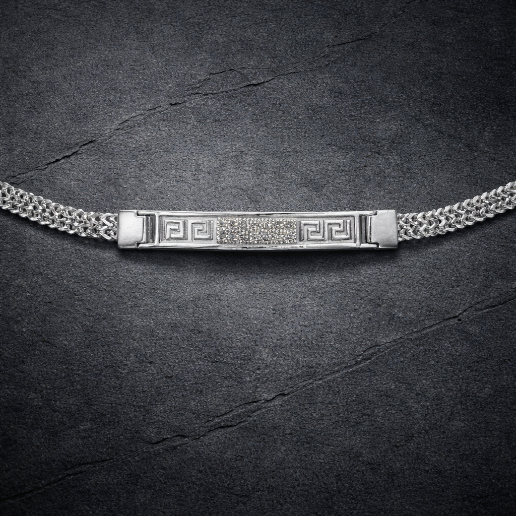 Silver Greek Key ID Bracelet for Men