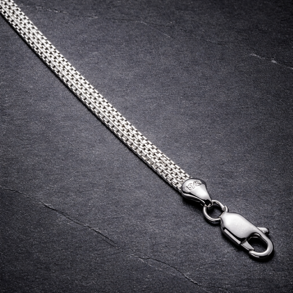 Men's Silver Woven Mesh Bracelet