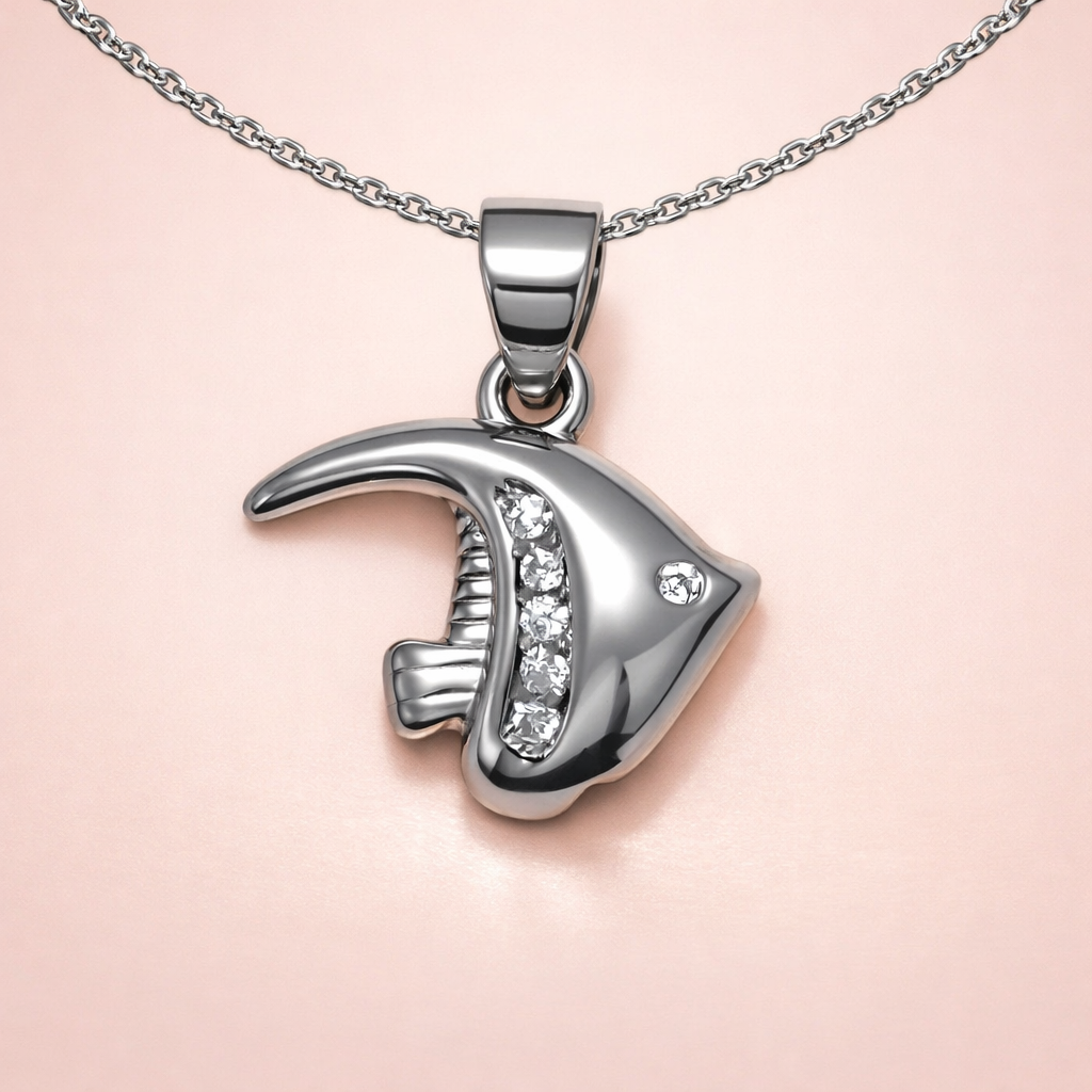 Shimmering Silver Angelfish pendant