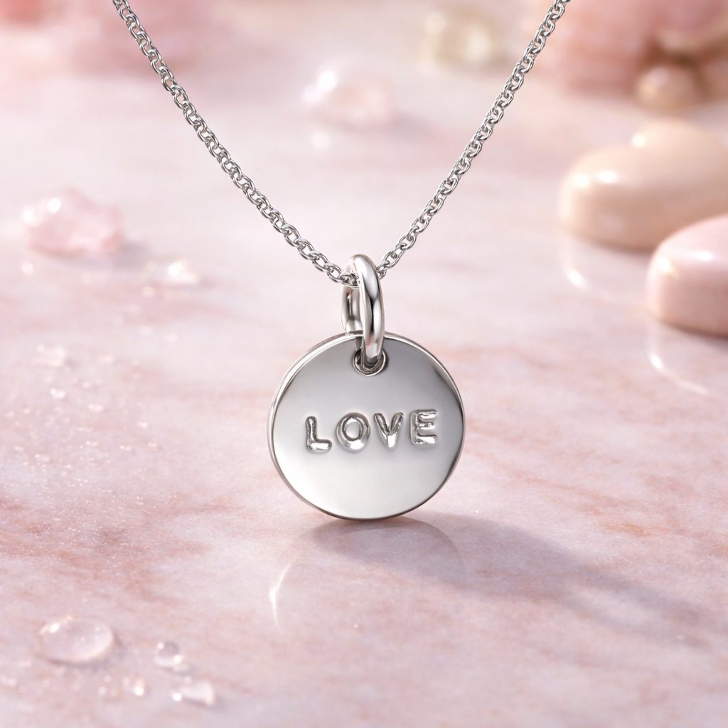 Silver Love Disc Pendant