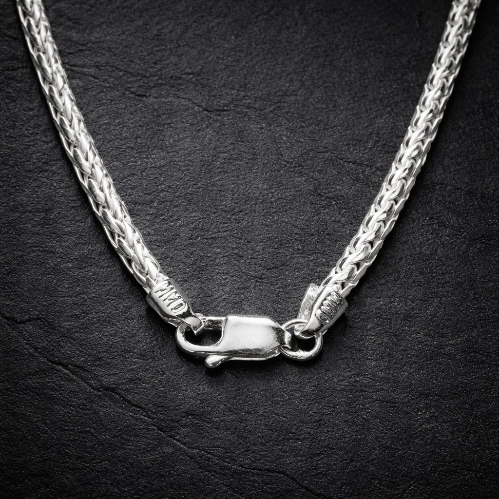 Silver Wheat Chain Necklace for Men