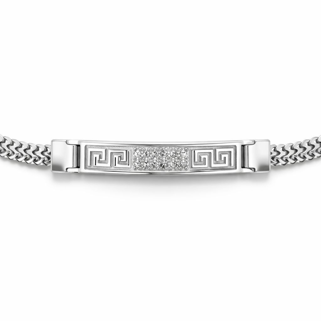 Silver Greek Key ID Bracelet for Men