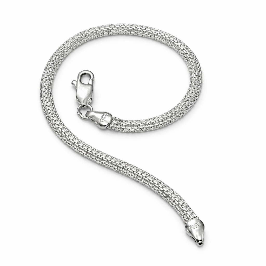 Men's Silver Woven Mesh Bracelet