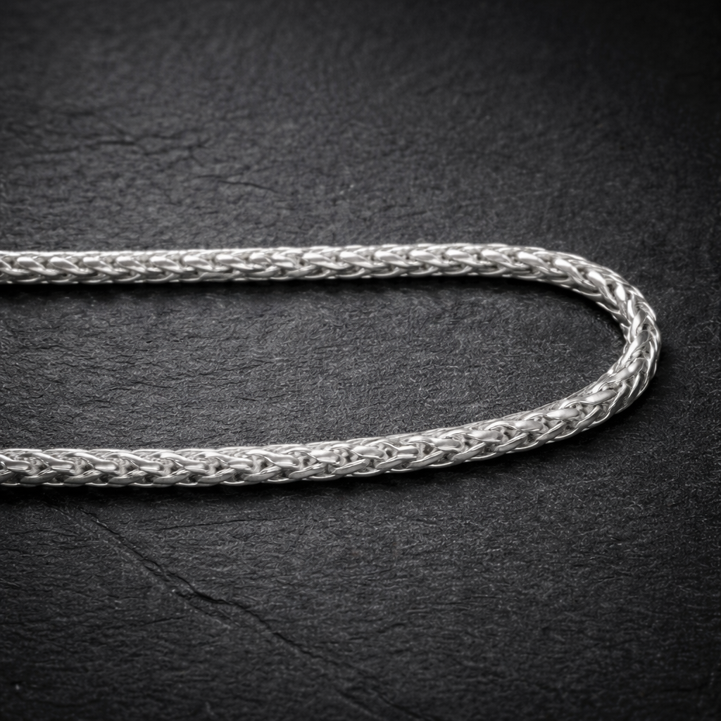Silver Wheat Chain Necklace for Men