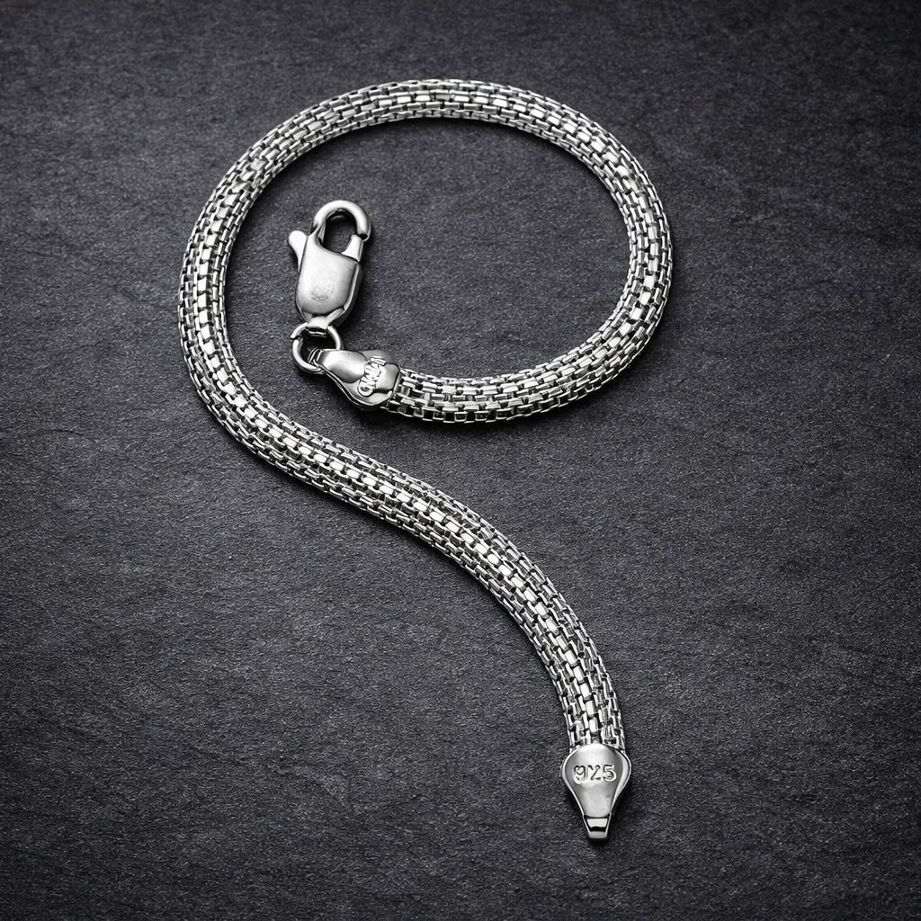 Men's Silver Woven Mesh Bracelet