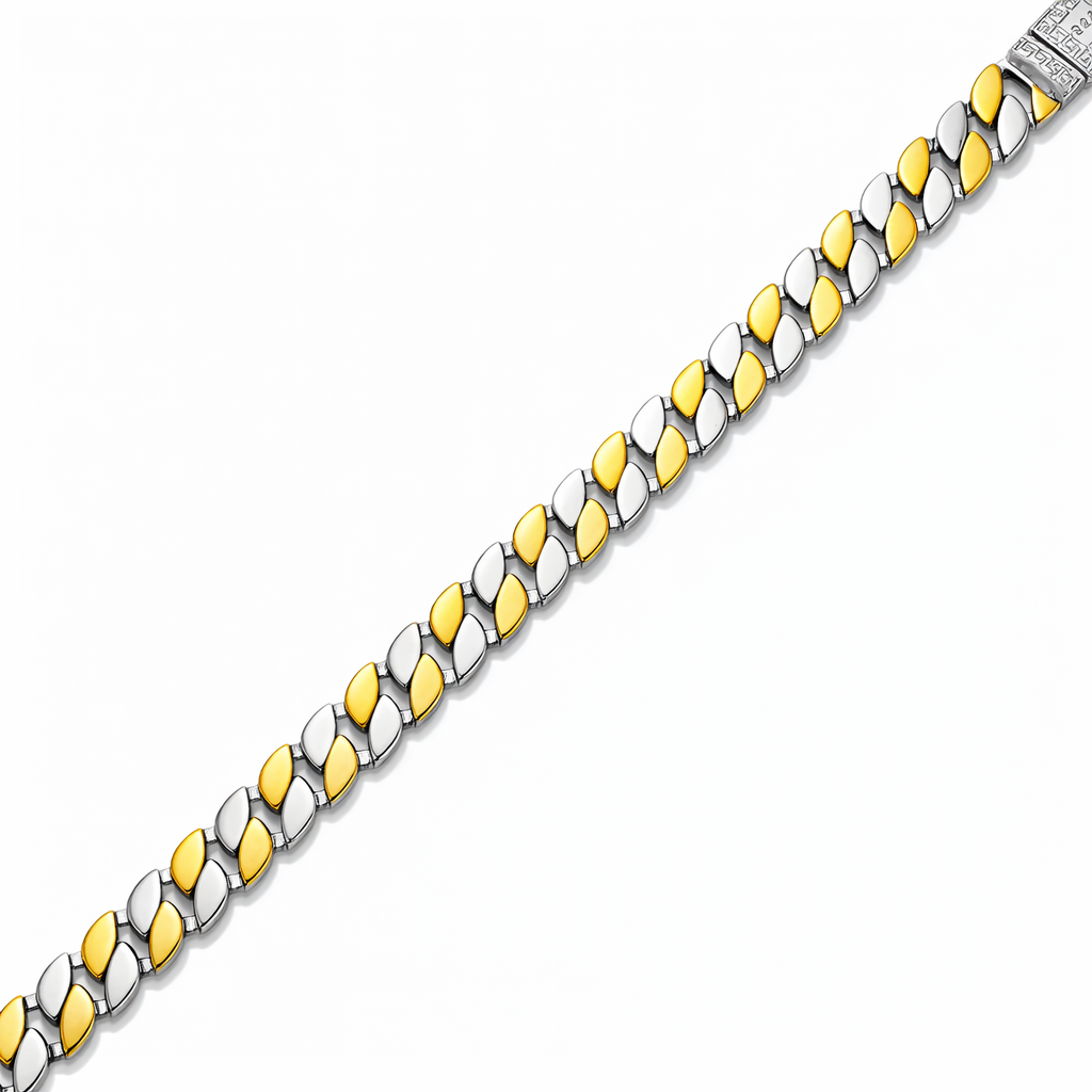 Men's Two-Tone Gold and Silver Cuban Link Bracelet