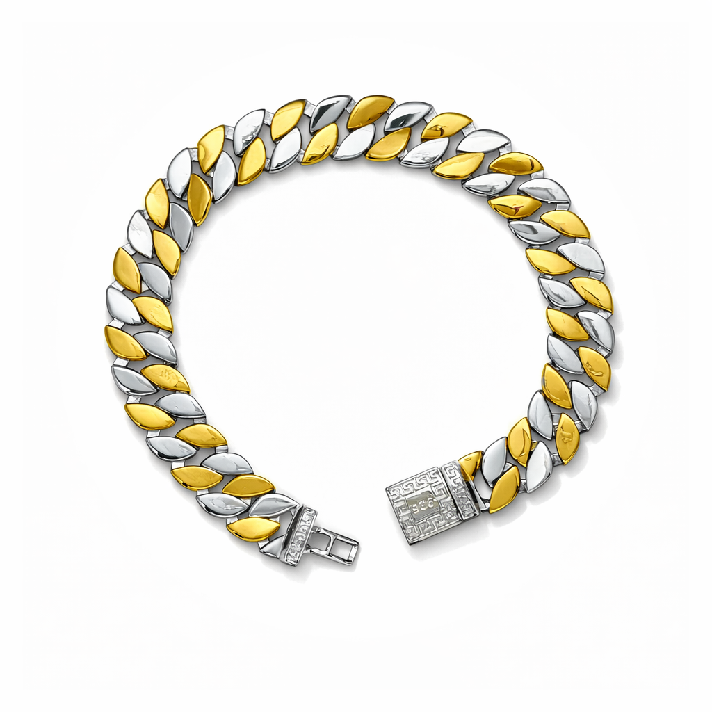 Men's Two-Tone Gold and Silver Cuban Link Bracelet