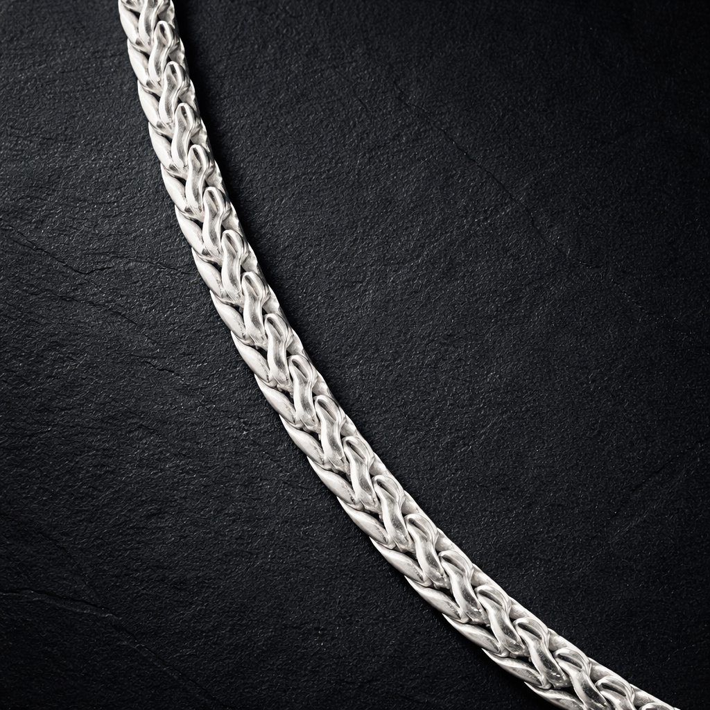 Silver Wheat Chain Necklace for Men