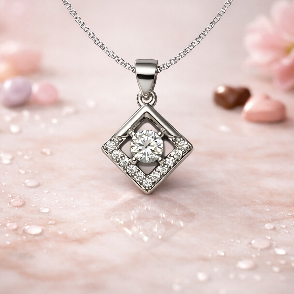 Celestial Geometric Silver Halo Necklace