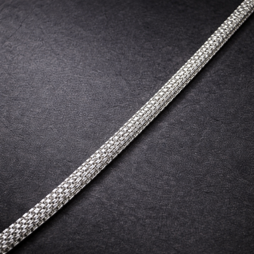 Men's Silver Woven Mesh Bracelet