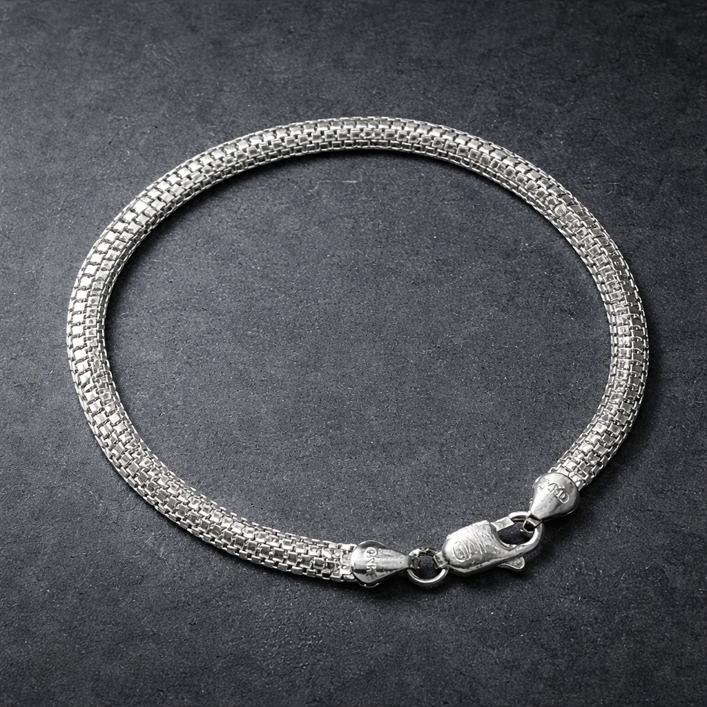 Men's Silver Woven Mesh Bracelet