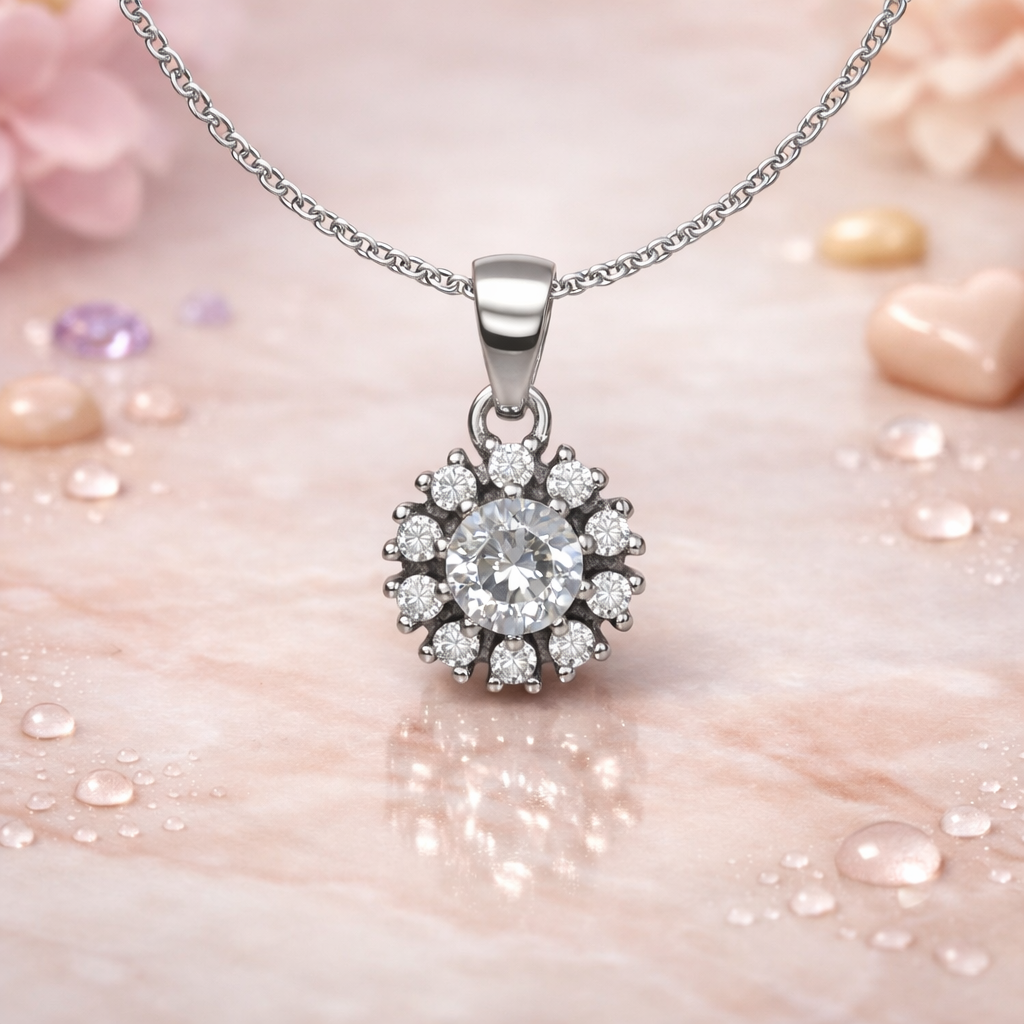 Silver Radiant Halo pendant