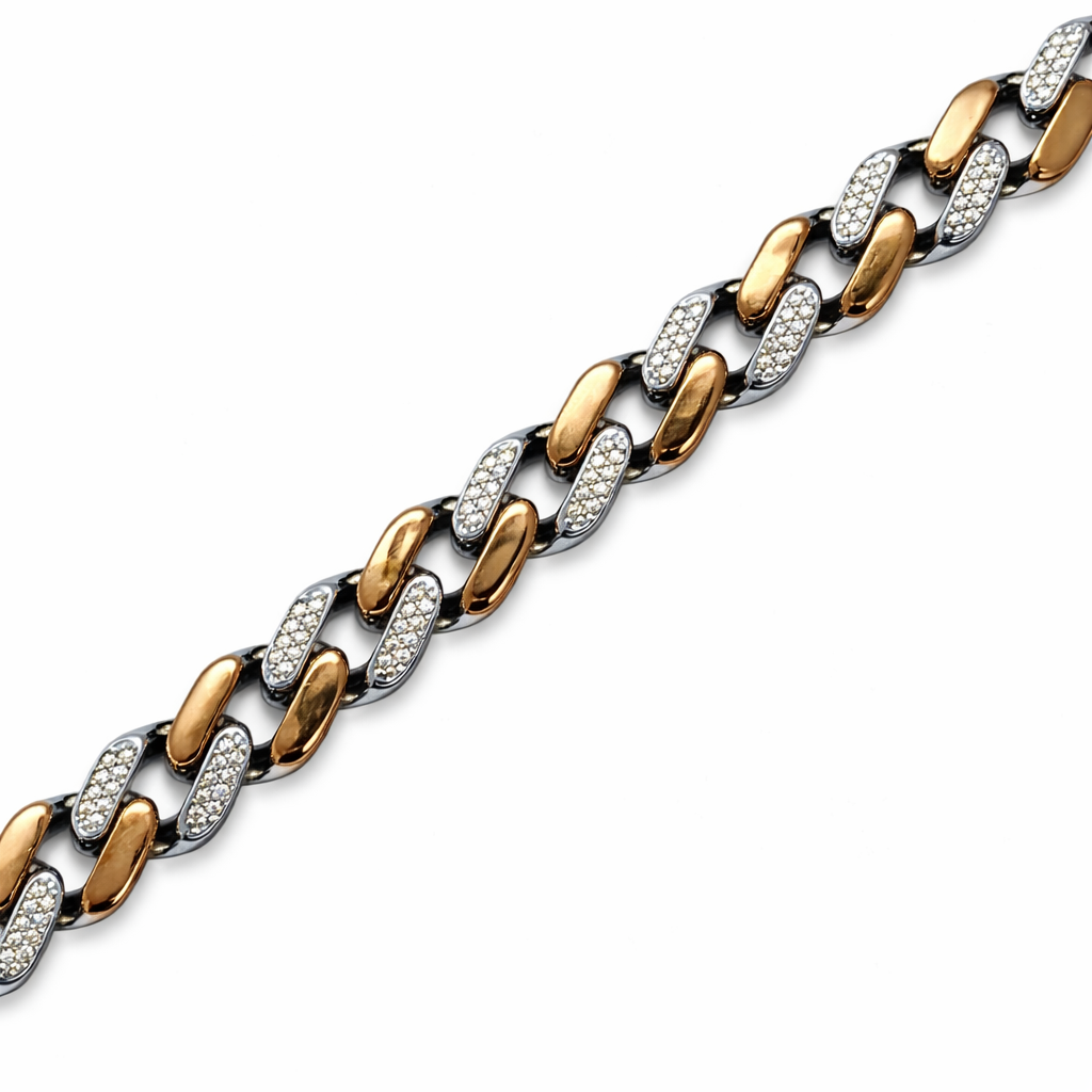 Iced Out Two-Tone Cuban Link Bracelet