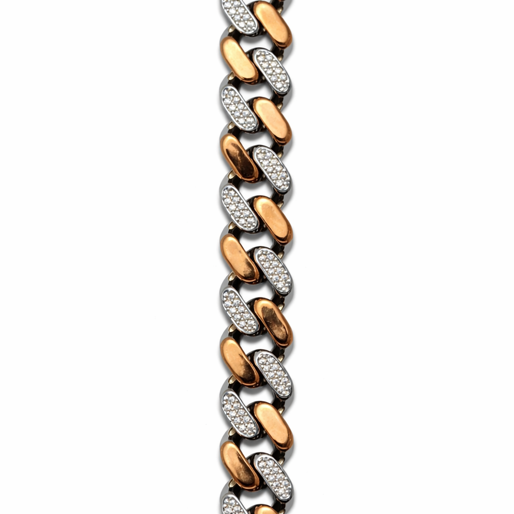 Iced Out Two-Tone Cuban Link Bracelet