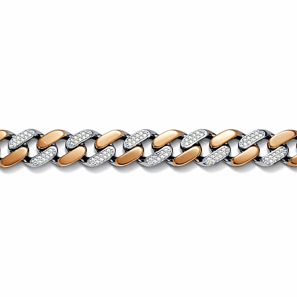 Iced Out Two-Tone Cuban Link Bracelet