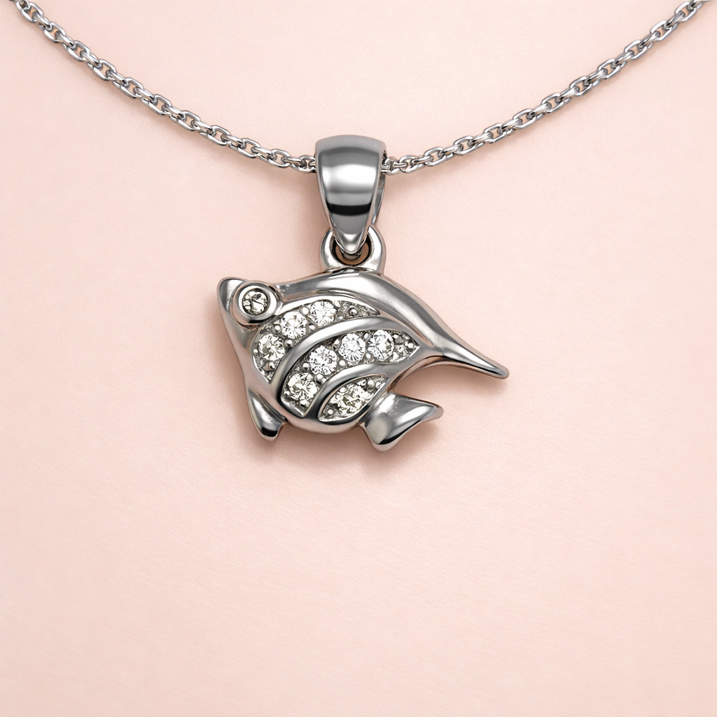 Silver Crystal Tropical Fish pendant