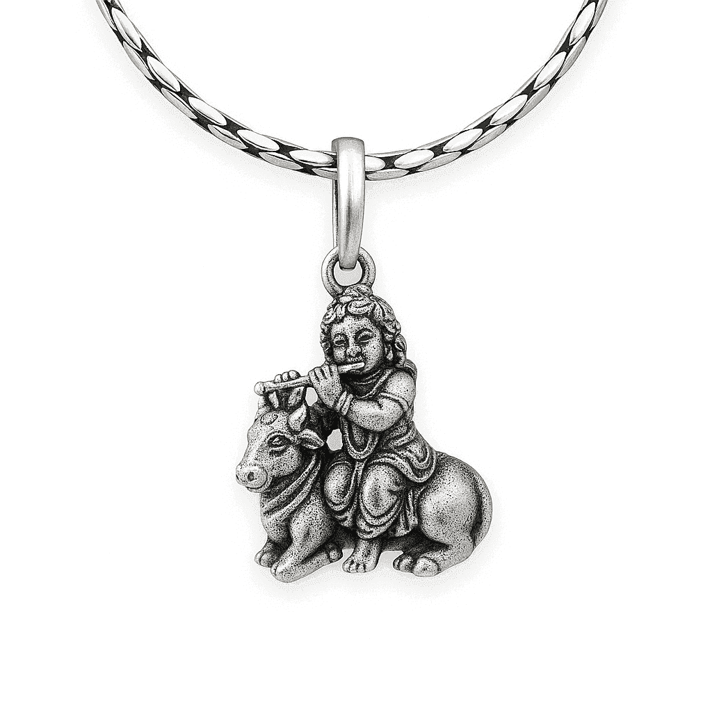 The 925 Sterling Silver Divine Krishna Silver Pendant | Unisex | Without Chain - Celestora - India - Krishna’s Grace (Sitting) - - God Pendant for Men, Boys, Gift for Men, Brother, Boyfriend, Husband