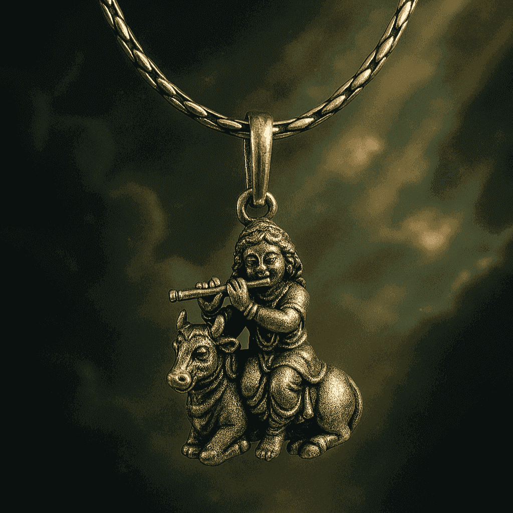 The 925 Sterling Silver Divine Krishna Silver Pendant | Unisex | Without Chain - Celestora - India - Krishna’s Melody (Standing) - - God Pendant for Men, Boys, Gift for Men, Brother, Boyfriend, Husband