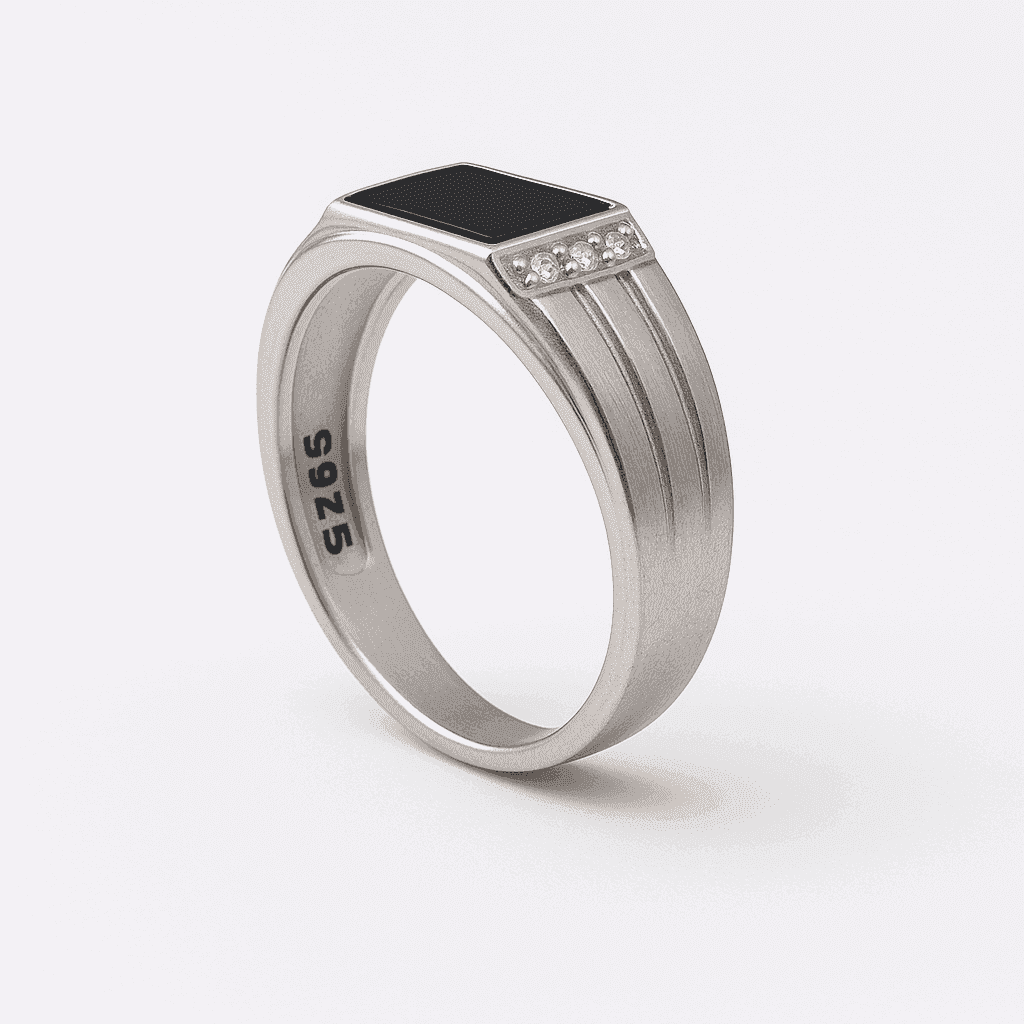 The 925 Sterling Silver Power Bar Ring - Celestora - India - Strength (Size 9) - men - Ring