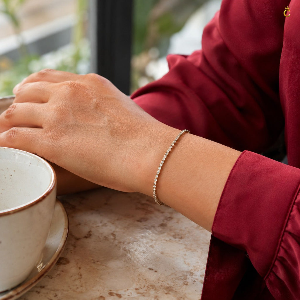 Rose Gold Plated Silver Adjustable Tennis Bracelet