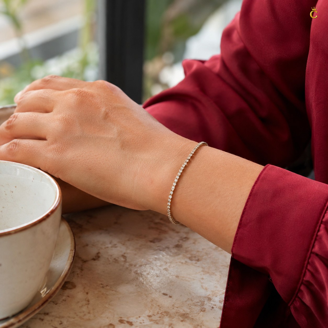 Rose Gold Plated Silver Adjustable Tennis Bracelet