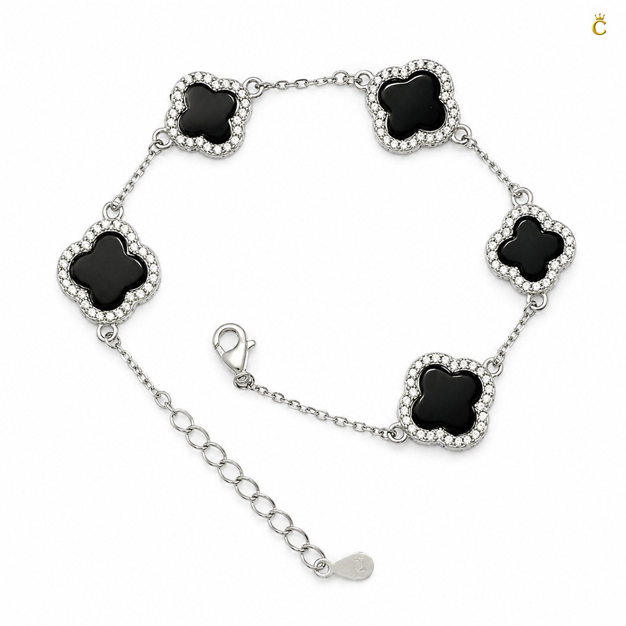 Celestora Luxurious Black 5 Clovers Van cliff Bracelet