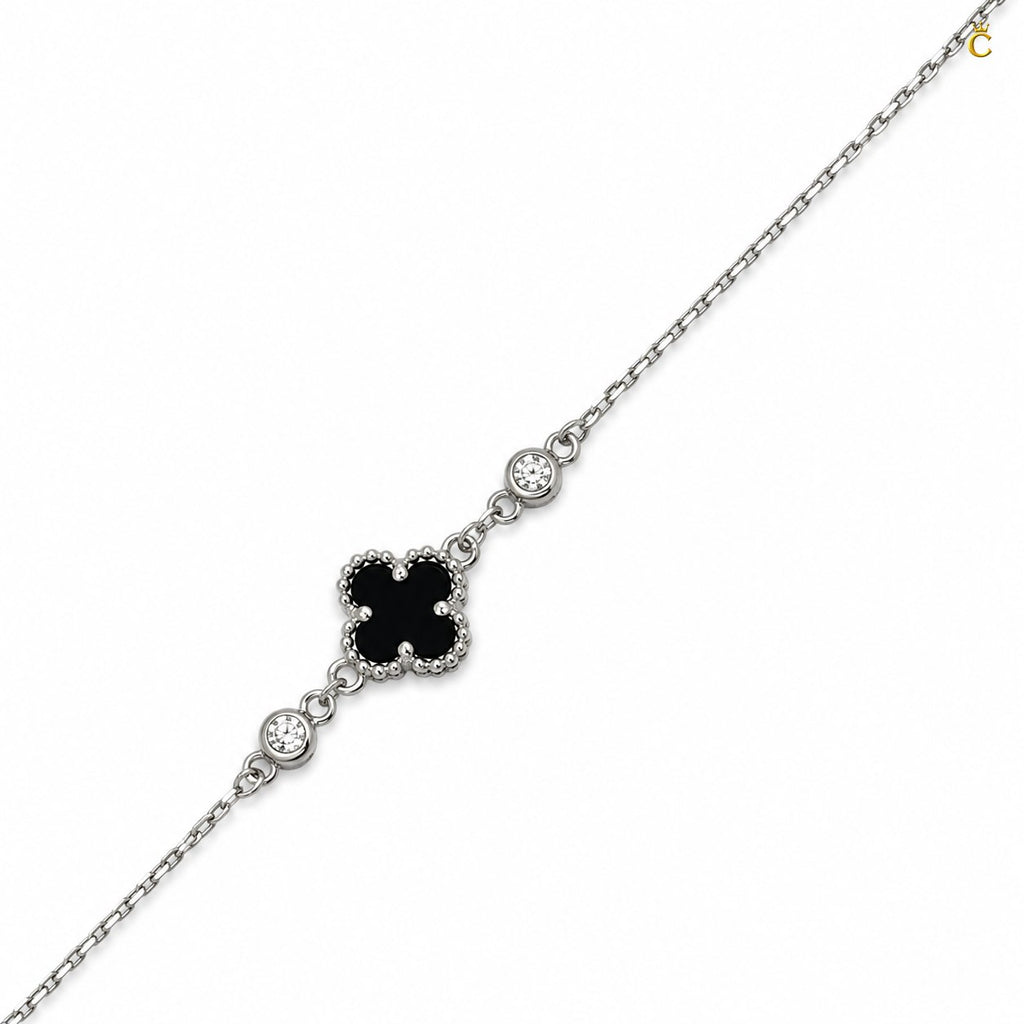 Celestora - Onyx Black Cute Clover Zircon stud Bracelet