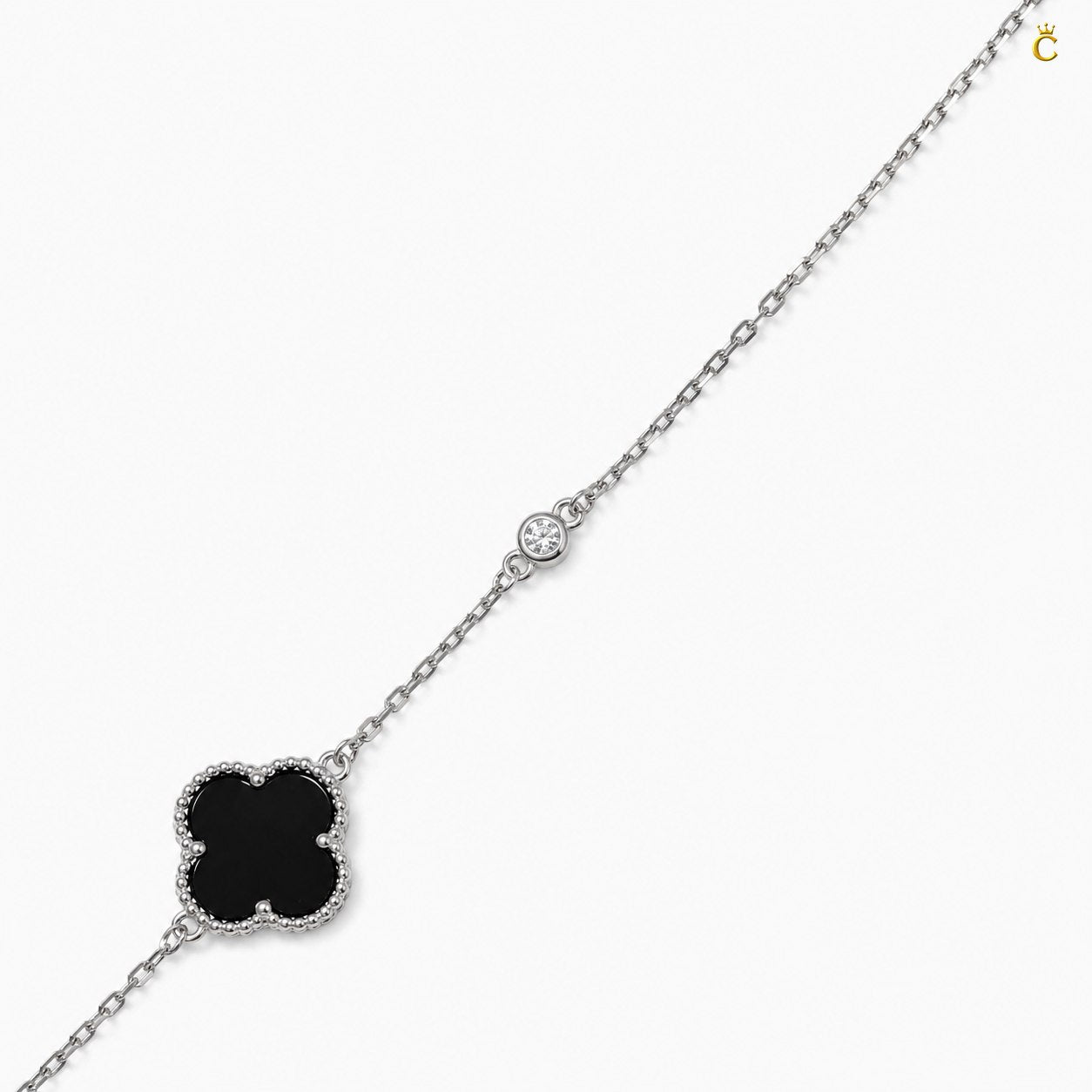 Celestora - Onyx Single Clover Van cliff Zircon studded Bracelet