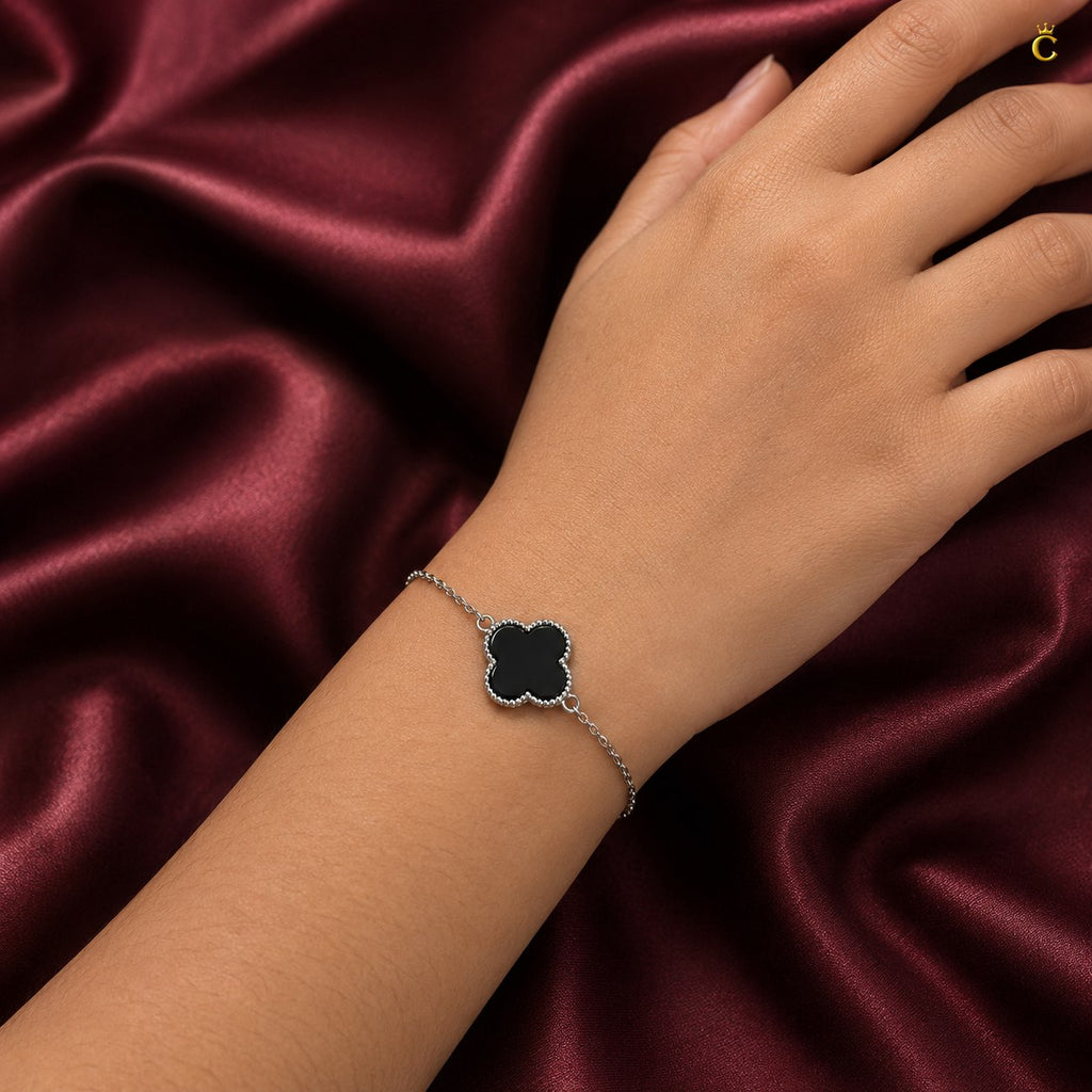 Celestora Onyx Black Clover Van cliff Bracelet