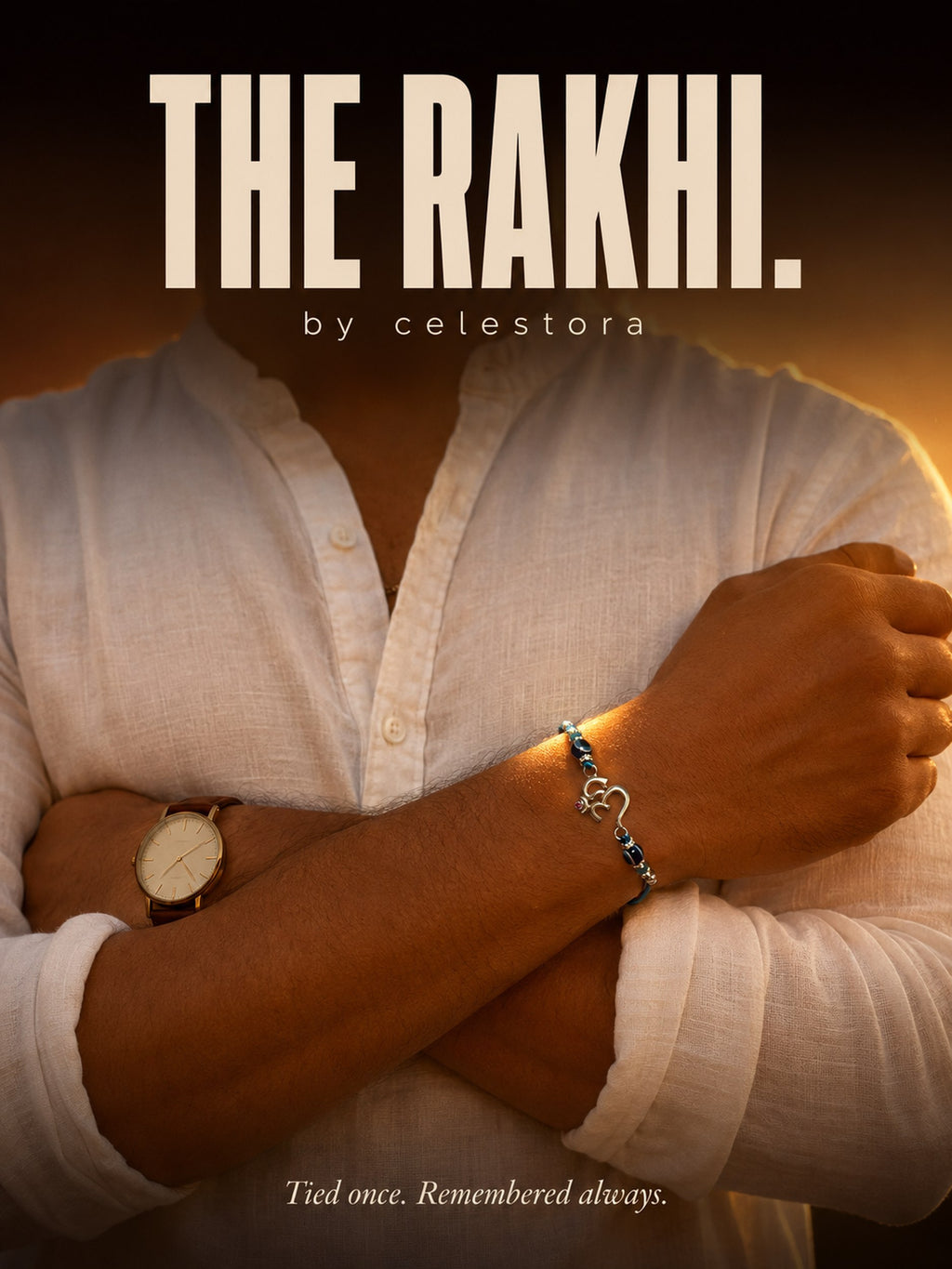 Celestora- Silver Om Evil Eye Premium Rakhi/ Bracelet