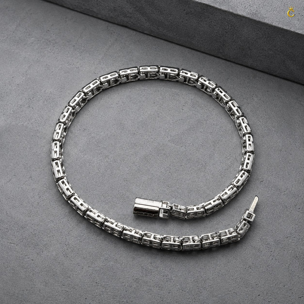 Men's Premium Silver Chevron Link Bracelet