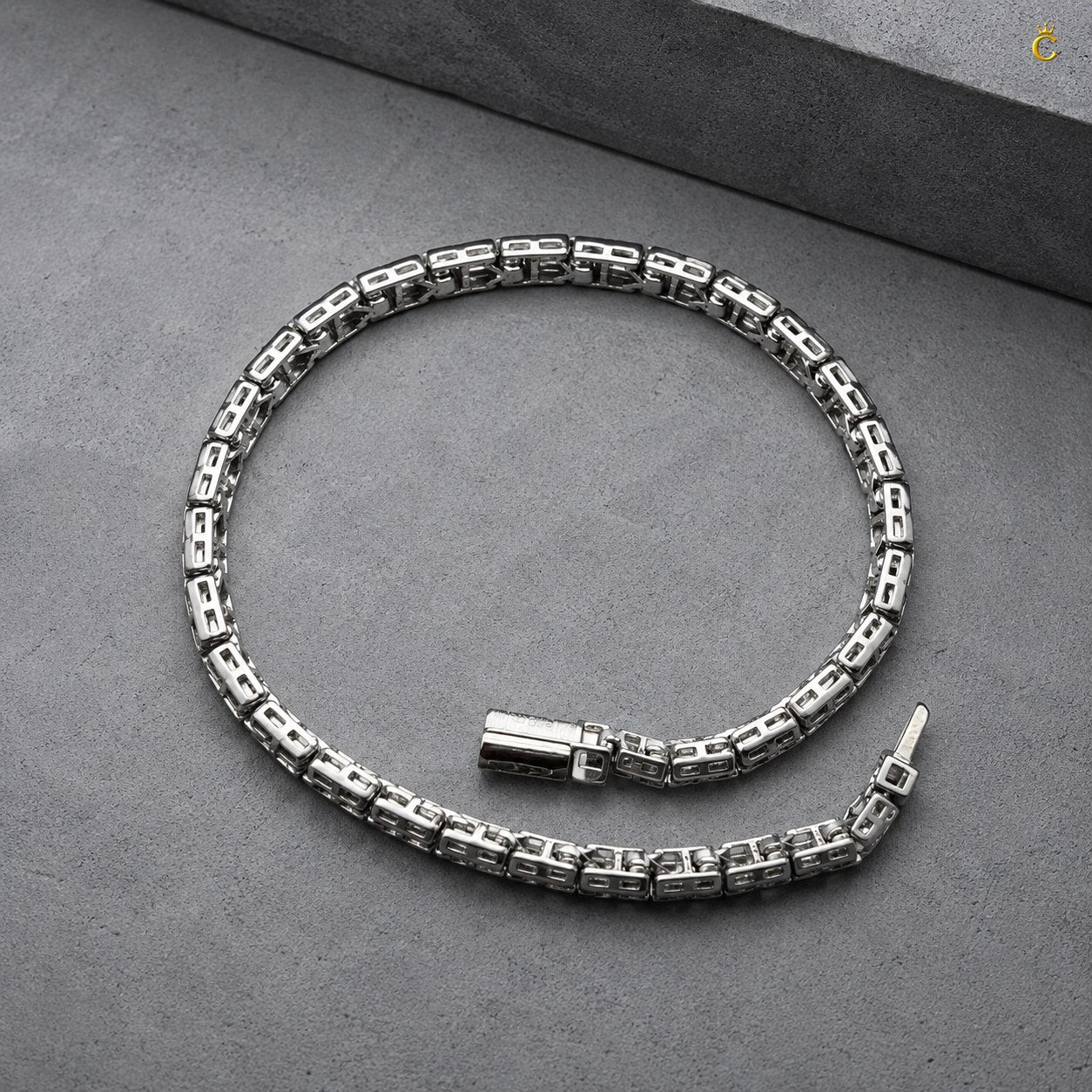 Men's Premium Silver Chevron Link Bracelet