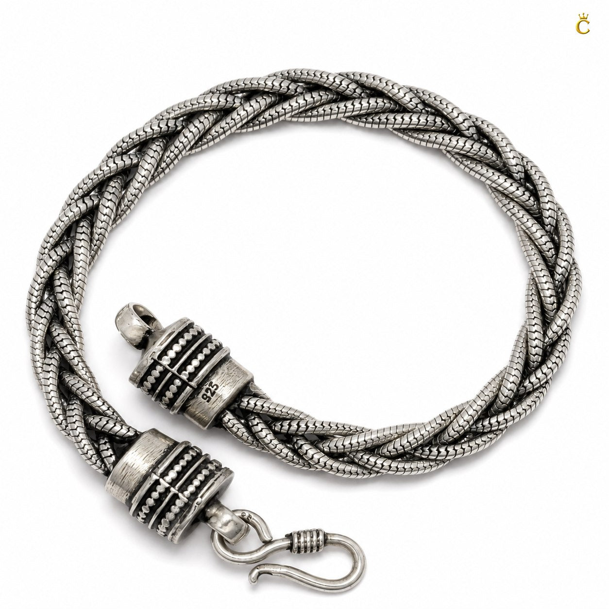 Celestora Braided Silver Bracelet with Hook Lock