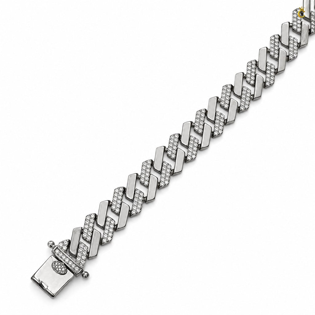 Silver Iced Out Cuban Link Bracelet