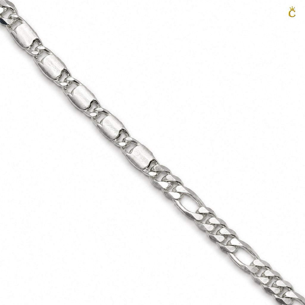 Silver Figaro Link Bracelet