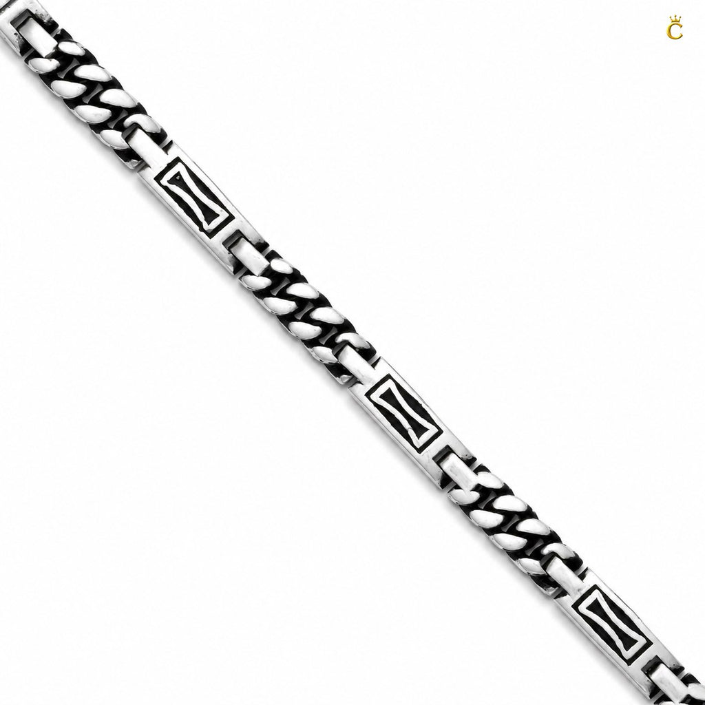 Silver Geometric Link Bracelet for Men