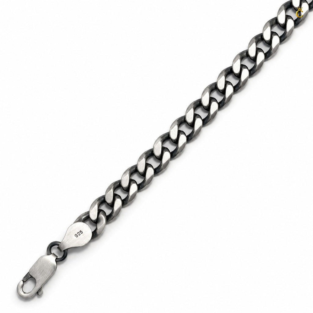 Silver Curb Chain Bracelet for Men