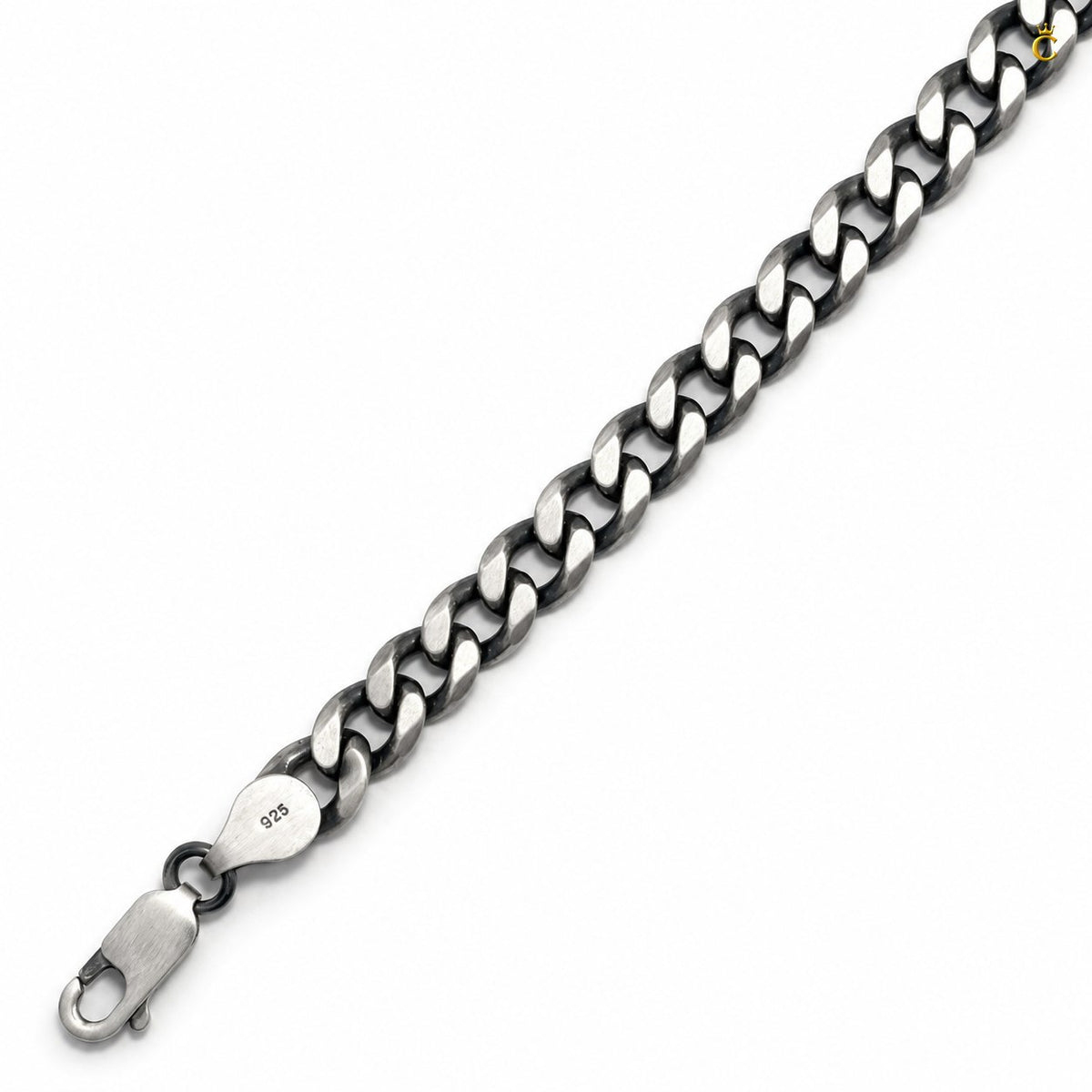 Silver Curb Chain Bracelet for Men