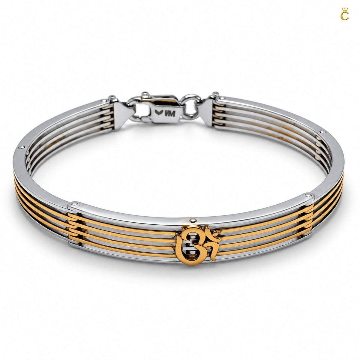 Premium Silver Om engraved Rose gold oval shaped Adjustable/foldable Kada