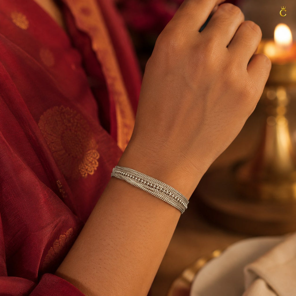 Elegant Multi Strand Silver Bracelet for Women