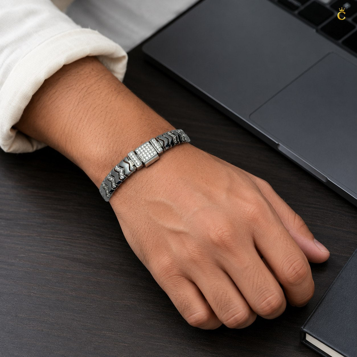 Men's Premium Silver Chevron Link Bracelet