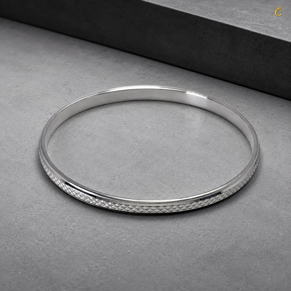 Silver Textured Men's Cuff Bracelet