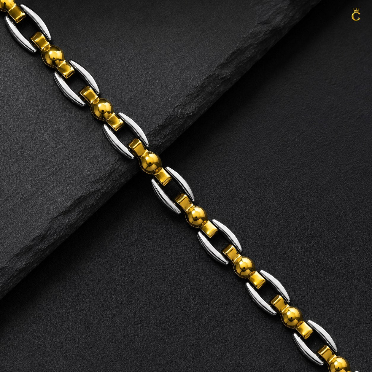 Men's Premium Two-Tone Silver Link Bracelet