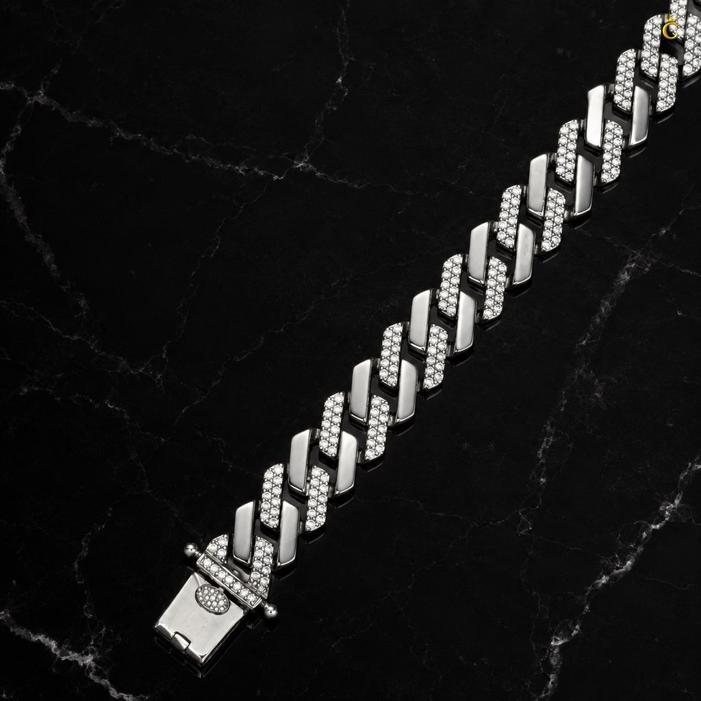 Silver Iced Out Cuban Link Bracelet