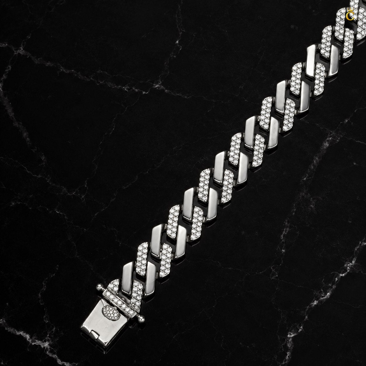 Silver Iced Out Cuban Link Bracelet