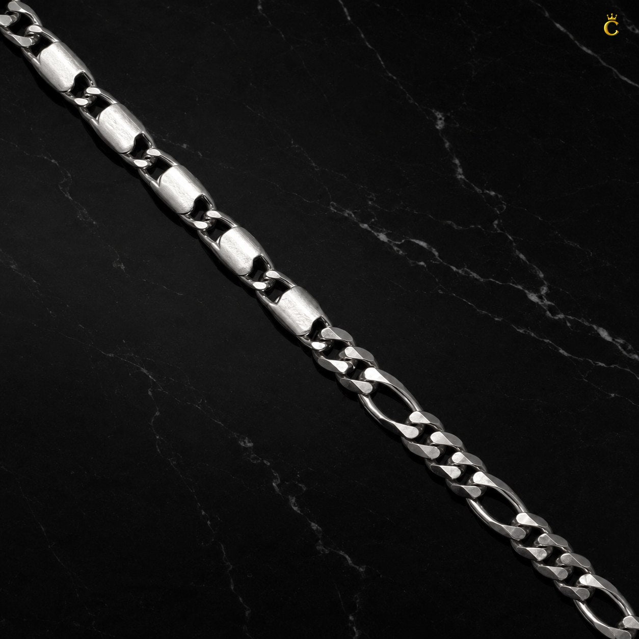 Silver Figaro Link Bracelet
