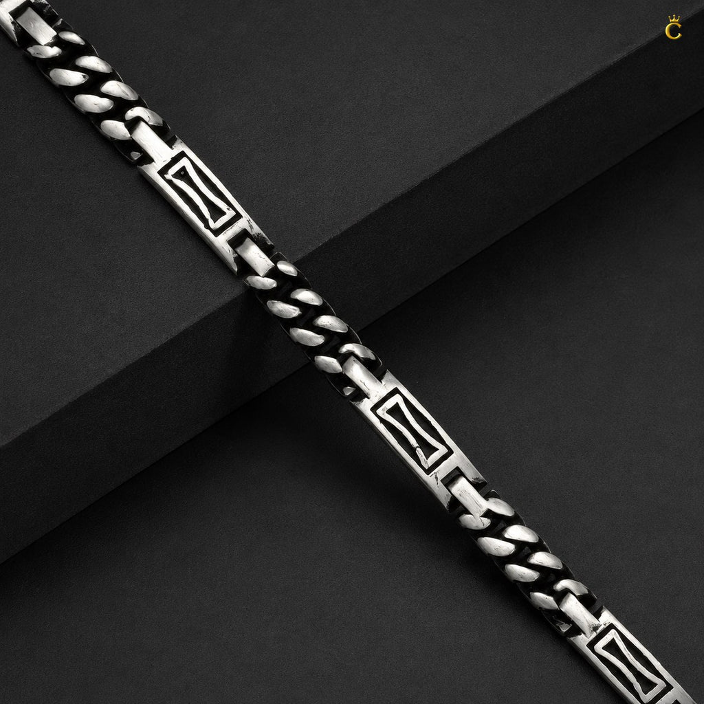 Silver Geometric Link Bracelet for Men
