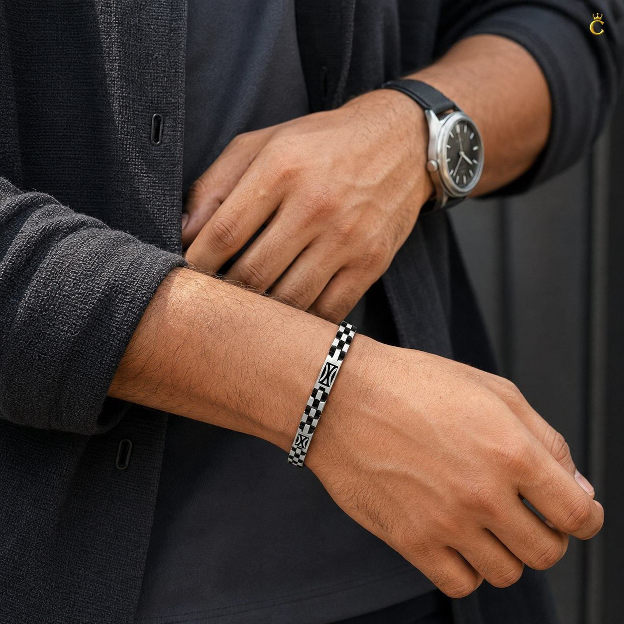Turkish Oxidised Curve Link Bracelet
