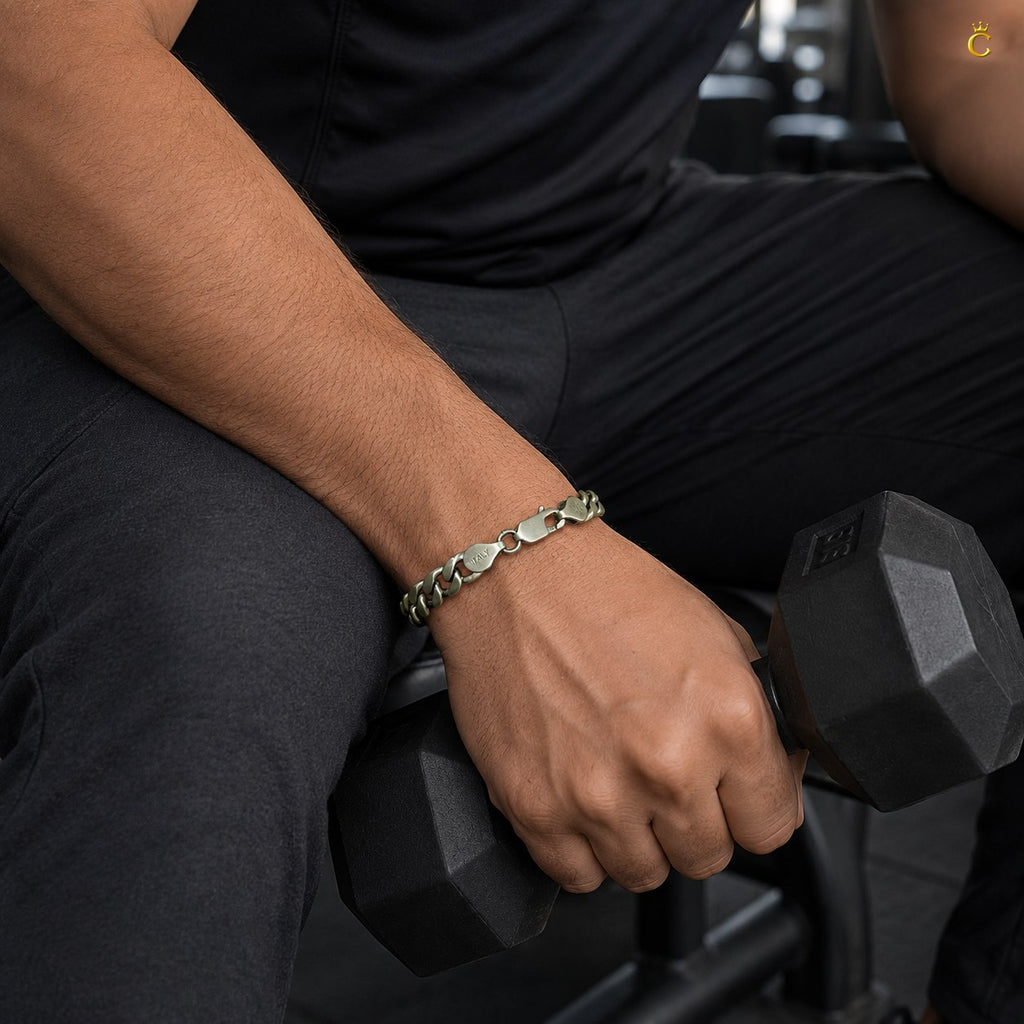 Silver Curb Chain Bracelet for Men